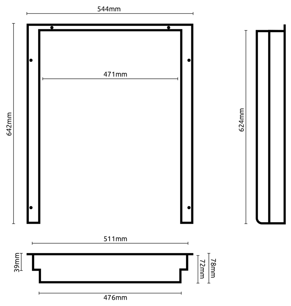 HyFridge 65 Flush mount frame crosssection