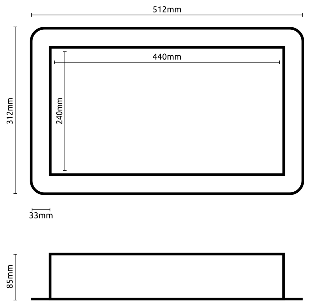 HyFridge Slide 20 Flush mount frame crosssection